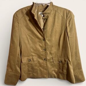 Womens Sz 16 Camel COLDWATER CREEK SOFT FAUX SUEDE JACKET Washable Lined BLAZER